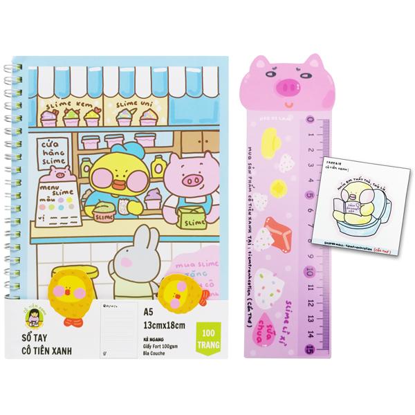 Sổ Tay Lò Xo A5 - Kẻ Ngang - 100 Trang 100gsm - Cô Tiên Xanh - Cửa Hàng Slime