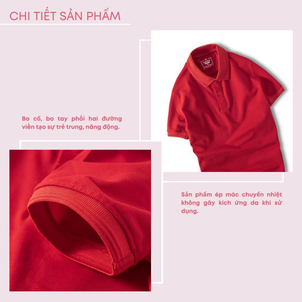Áo polo nữ ADINO màu đỏ phối viền chìm vải cotton co giãn dáng công sở slimfit hơi ôm trẻ trung APN03