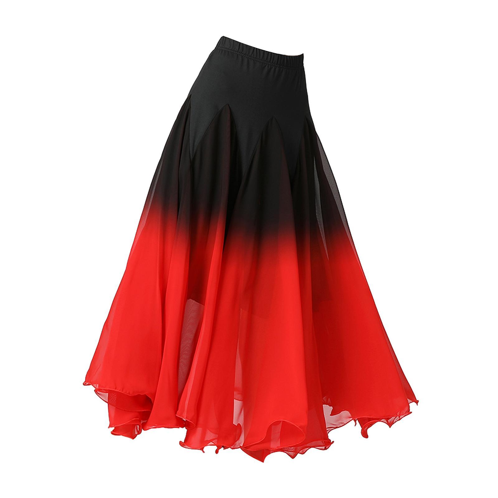 Women Ballroom Dance Skirt Dancing Costume Stage Performance Clothing Swing Spanish Skirts Belly for Tango Party Ladies Girl Latin Waltz