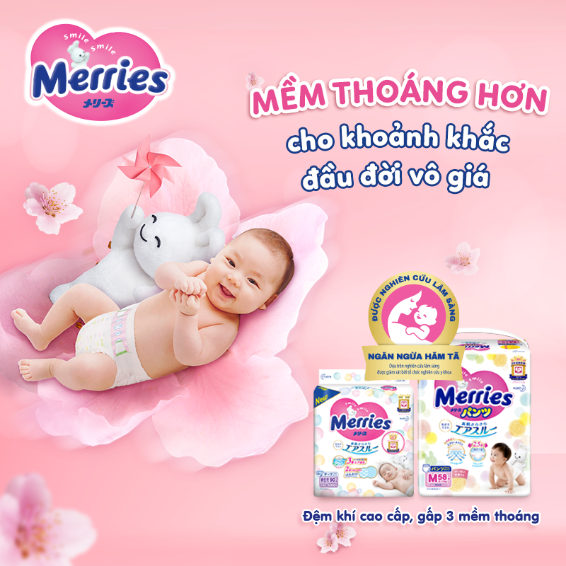 Combo 2 Tã/bỉm dán Merries size NB - 90 miếng