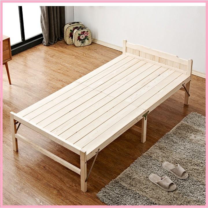 RE0555MAU1.2 RE0557 Giường gỗ thông gấp gọn 120x195cm tặng nệm gối - Giường xếp gỗ thông