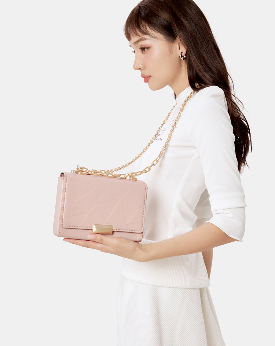 Túi Xách Nữ Thời Trang JUNO Cỡ Nhỏ Dập Nắp Dập Trang Trí TXN787