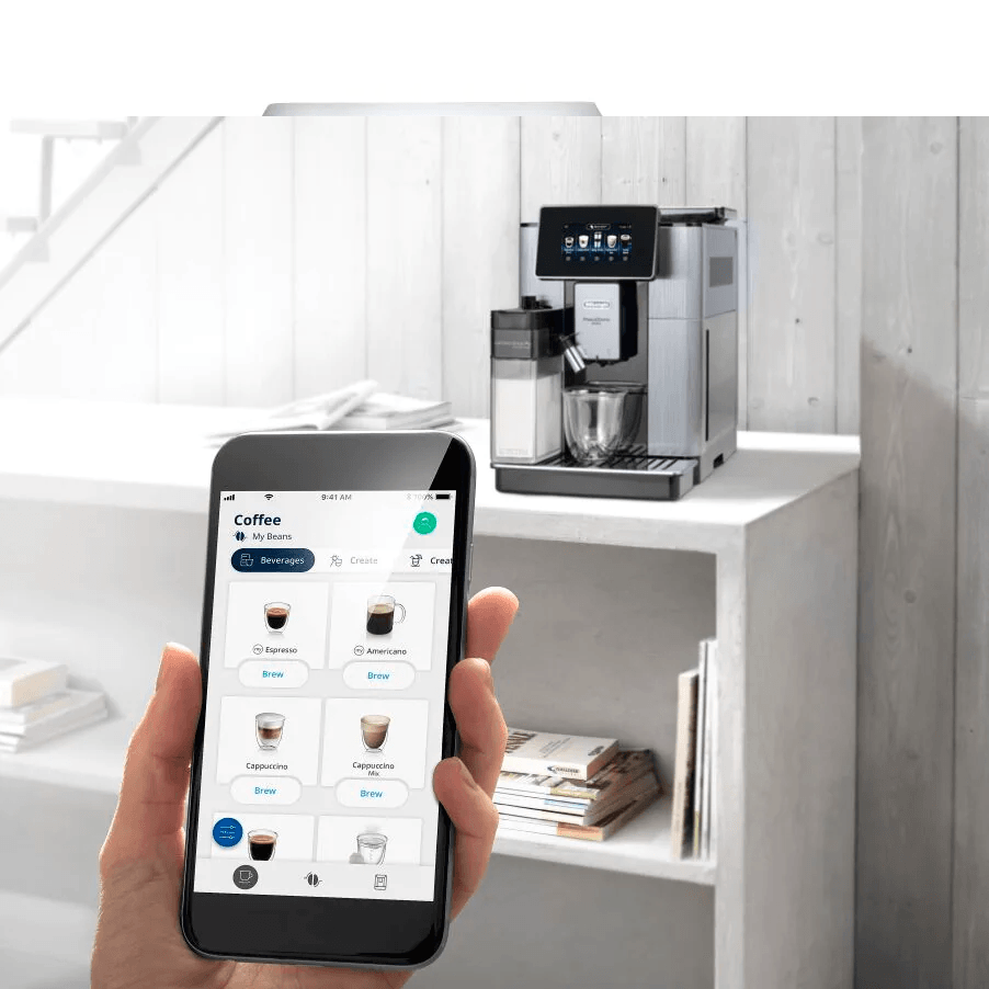 Máy pha cafe Delonghi ECAM610.75.MB - Áp suất bơm : 19 - Điều khiển qua ứng dụng điện thoại - Hàng chính hãng