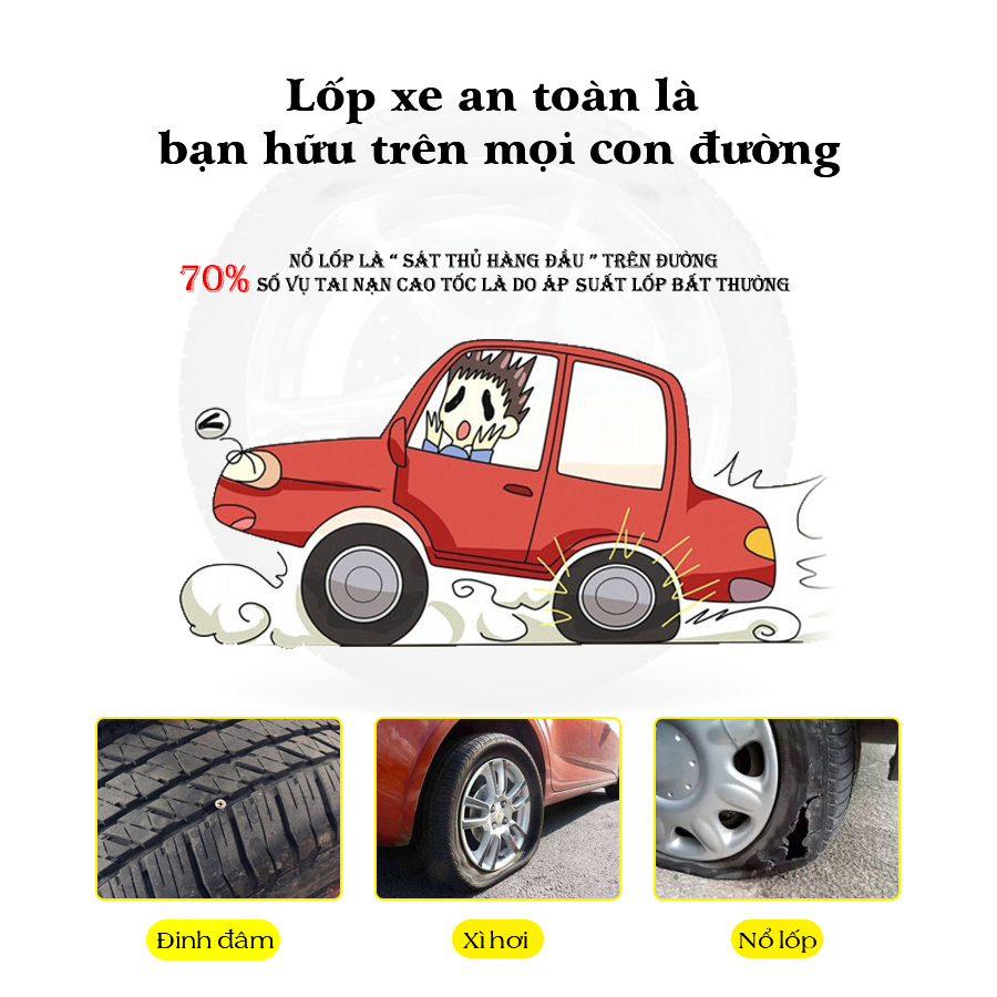 Máy bơm lốp xe ô tô điện tử thông minh tự ngắt Car365 cao cấp màn LCD hiển thị áp suất - Vật liệu cao cấp - Bơm nhanh - Thiết kế nhỏ gọn - CAR44