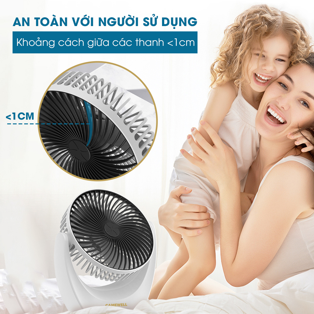 Quạt mini để bàn, quạt tích điện, quạt cầm tay chính hãng CWELL, động cơ không tiếng ồn, xoay 210 độ, pin khủng, bản mới