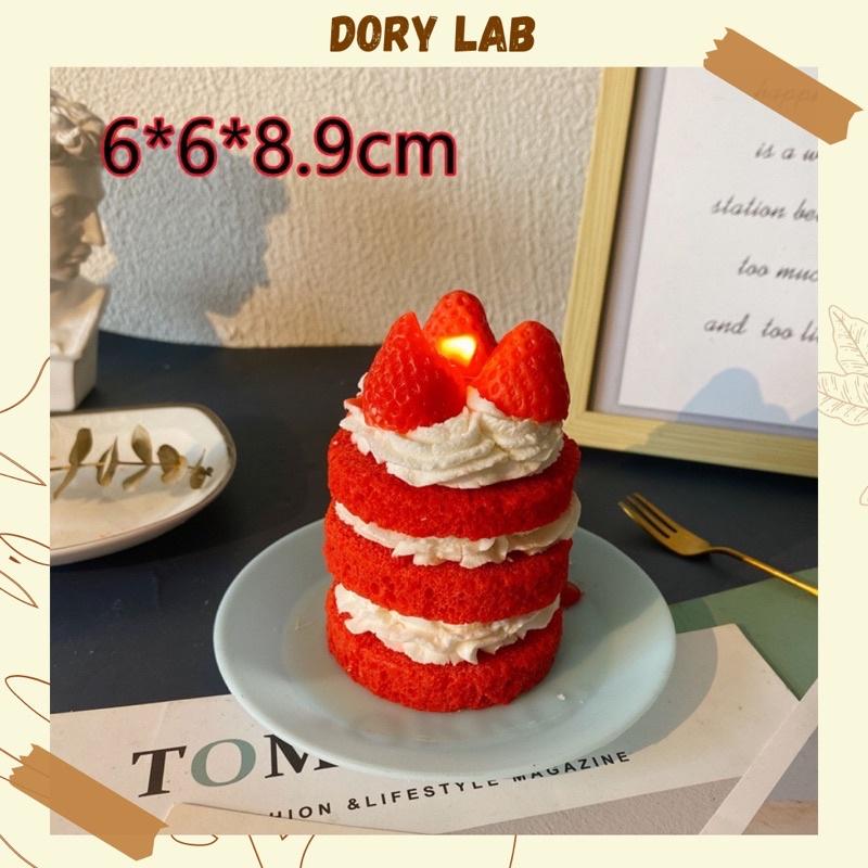 Nến Thơm Hình Bánh Sinh Nhật Dâu Tây Handmade, Quà Tặng Độc Đáo, Phụ Kiện Decor - Dory Lab