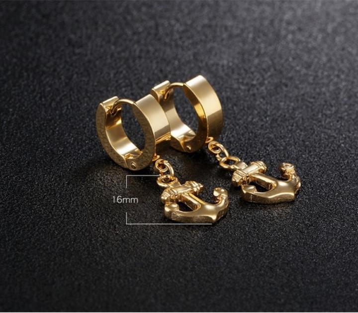 Bông Tai Nam Tòn Ten Hình Mỏ Neo Chất Liệu Thép Titan Ko Rỉ TT 1505 - 1 Cặp