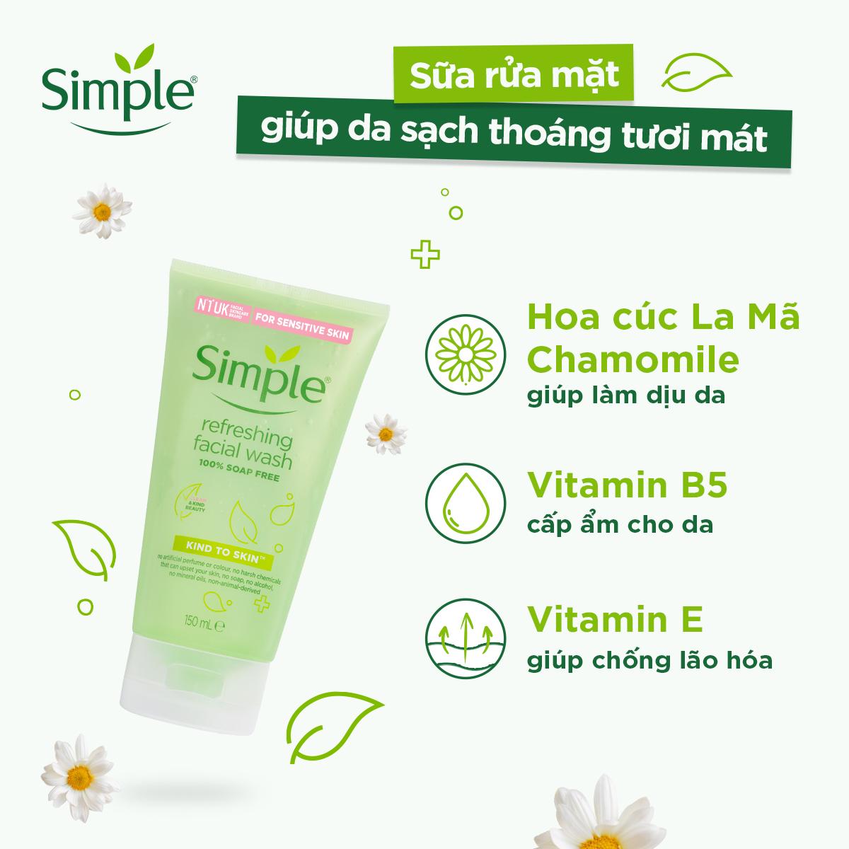 [MẪU MỚI] Sữa Rửa Mặt Dạng Gel Simple Refreshing (150ml) -