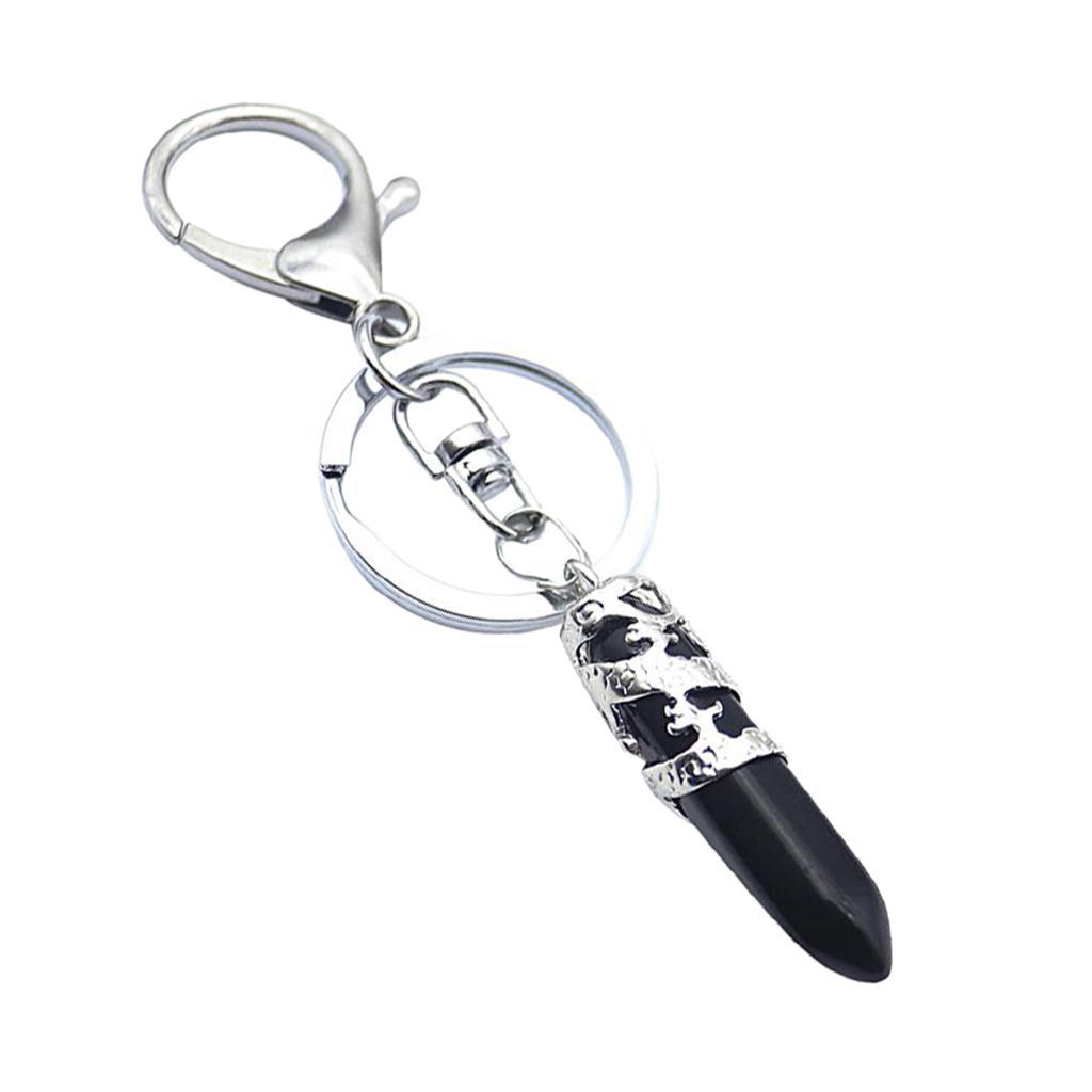 2-4pack Fashion Hexagonal Dragon Crystal Quartz Keychain Key Chain Black