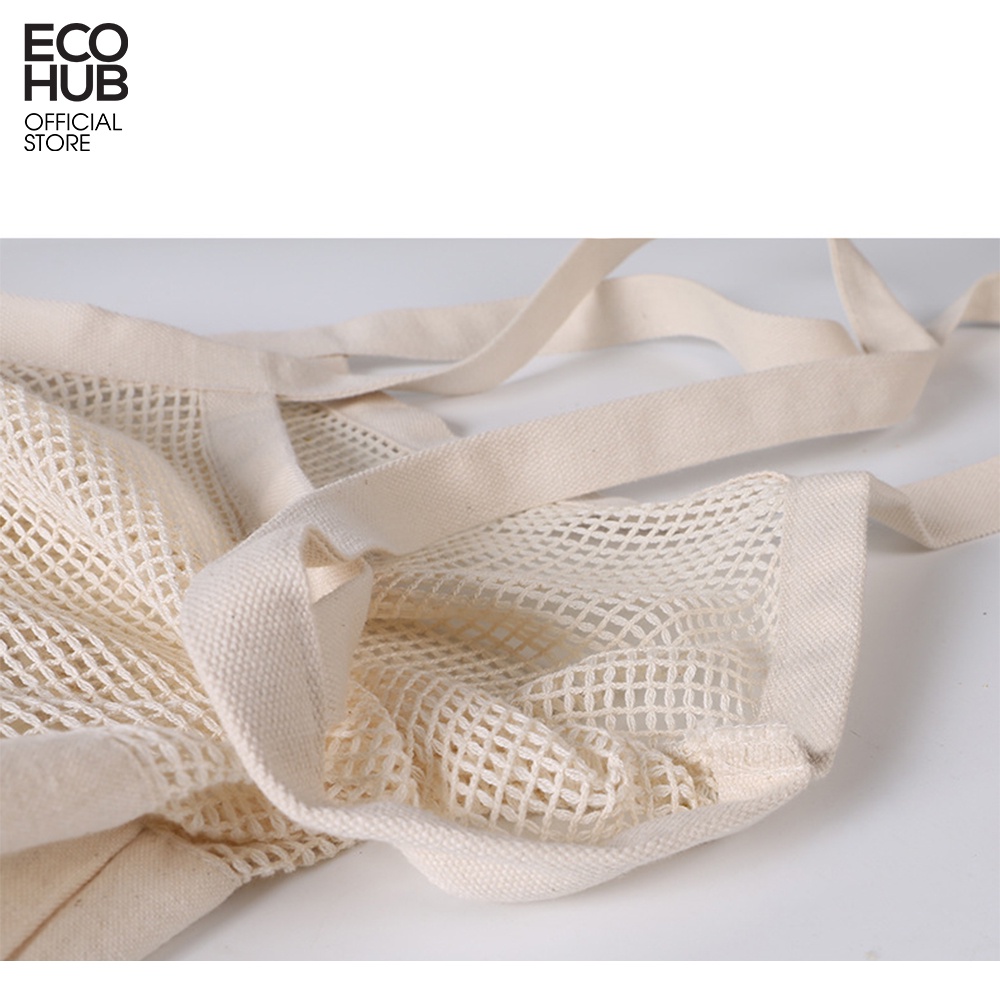 Túi đeo vai ECOHUB bằng vải phong cách màu be thích hợp đi chợ, mua sắm, dạo chơi trên đường phố