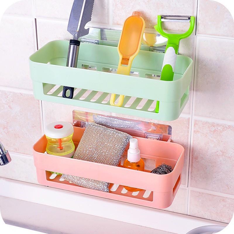 Kệ dán tường nhà tắm nhà bếp đa năng đựng vật dụng bàn chải kem đánh răng dầu gội mỹ phẩm