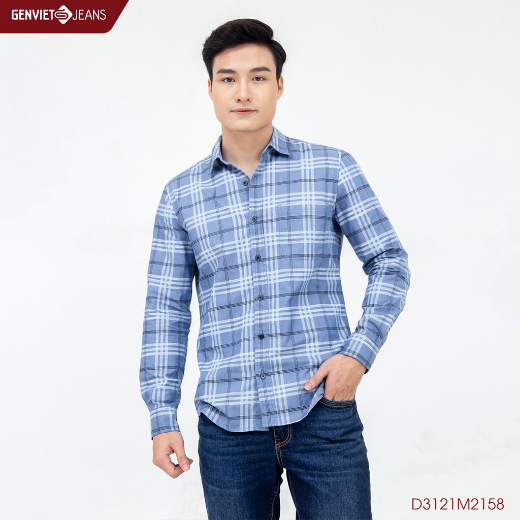 Áo Sơ Mi Jeans Kẻ Nam Dài Tay D3121M2158 GENVIET