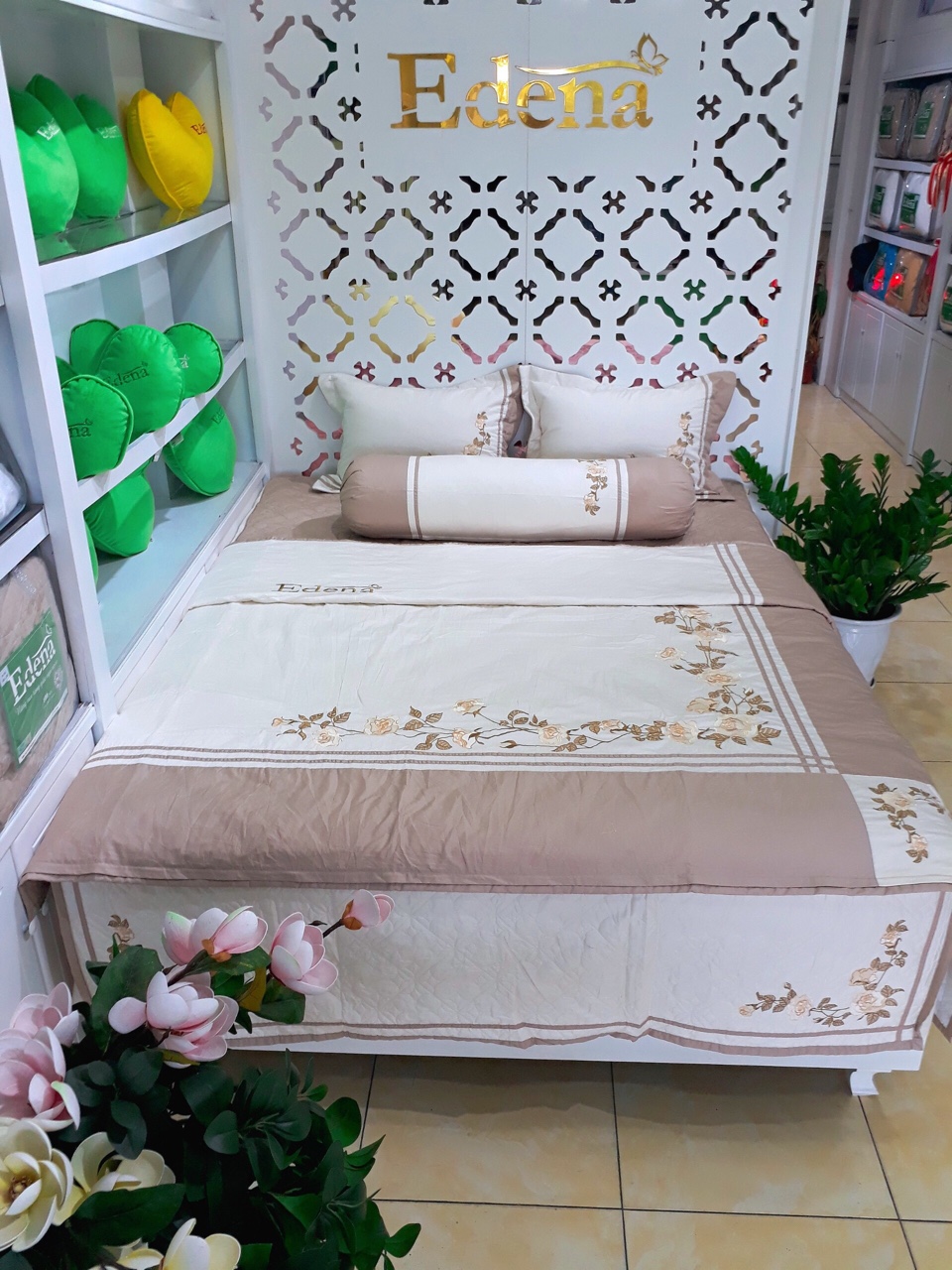 Bộ chăn ra phủ 160x200 Edena cotton solid ED363 (5 món)