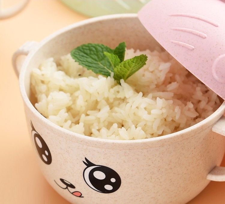 Bát Ăn Dặm Lúa Mạch Có Nắp Đậy Tặng Kèm Thìa