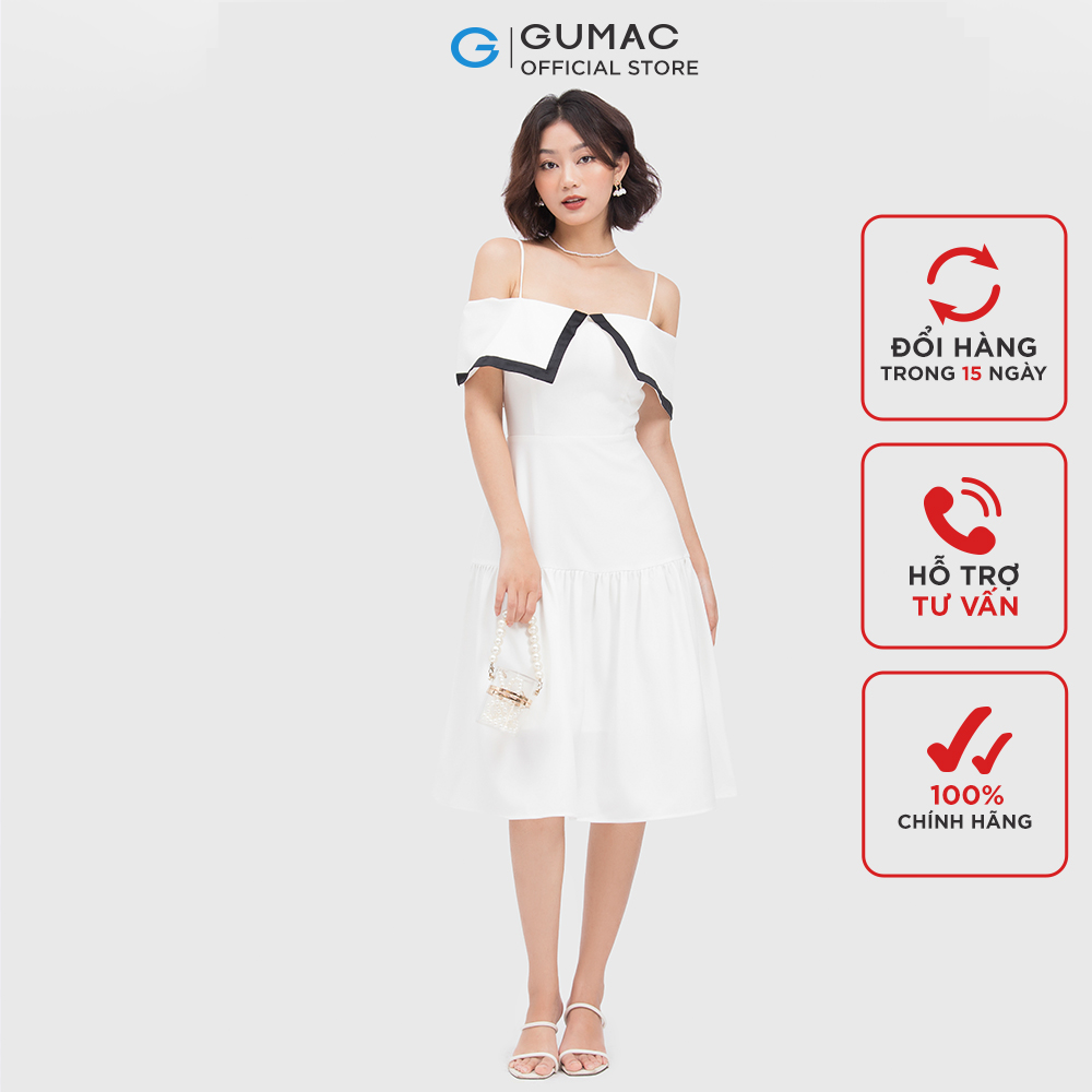 Đầm trễ vai GUMAC DC04031 form ôm thanh lịch sang trọng