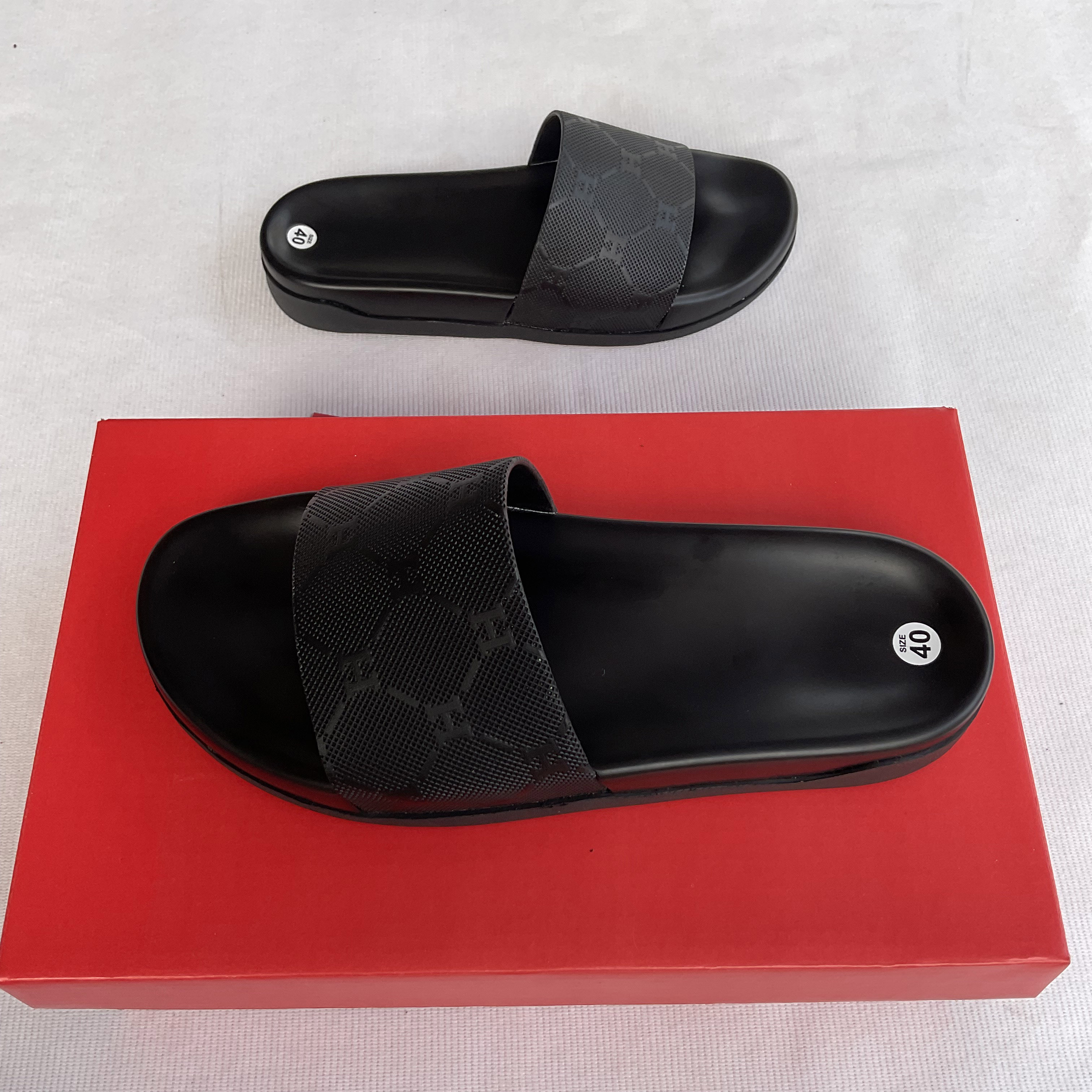 Dép Quai Ngang Da Bò Cao Cấp Nam - Đế 4cm Giúp Tăng Chiều Cao, Thời Trang Sang Trọng. Tengday Vietnam, Màu Đen/Black