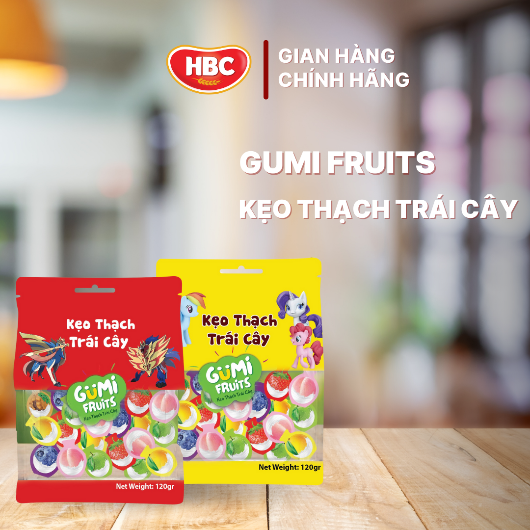 Kẹo Thạch Trái Cây Gumi - HBC Foods - 120Gr/Túi - Hàng chính hãng