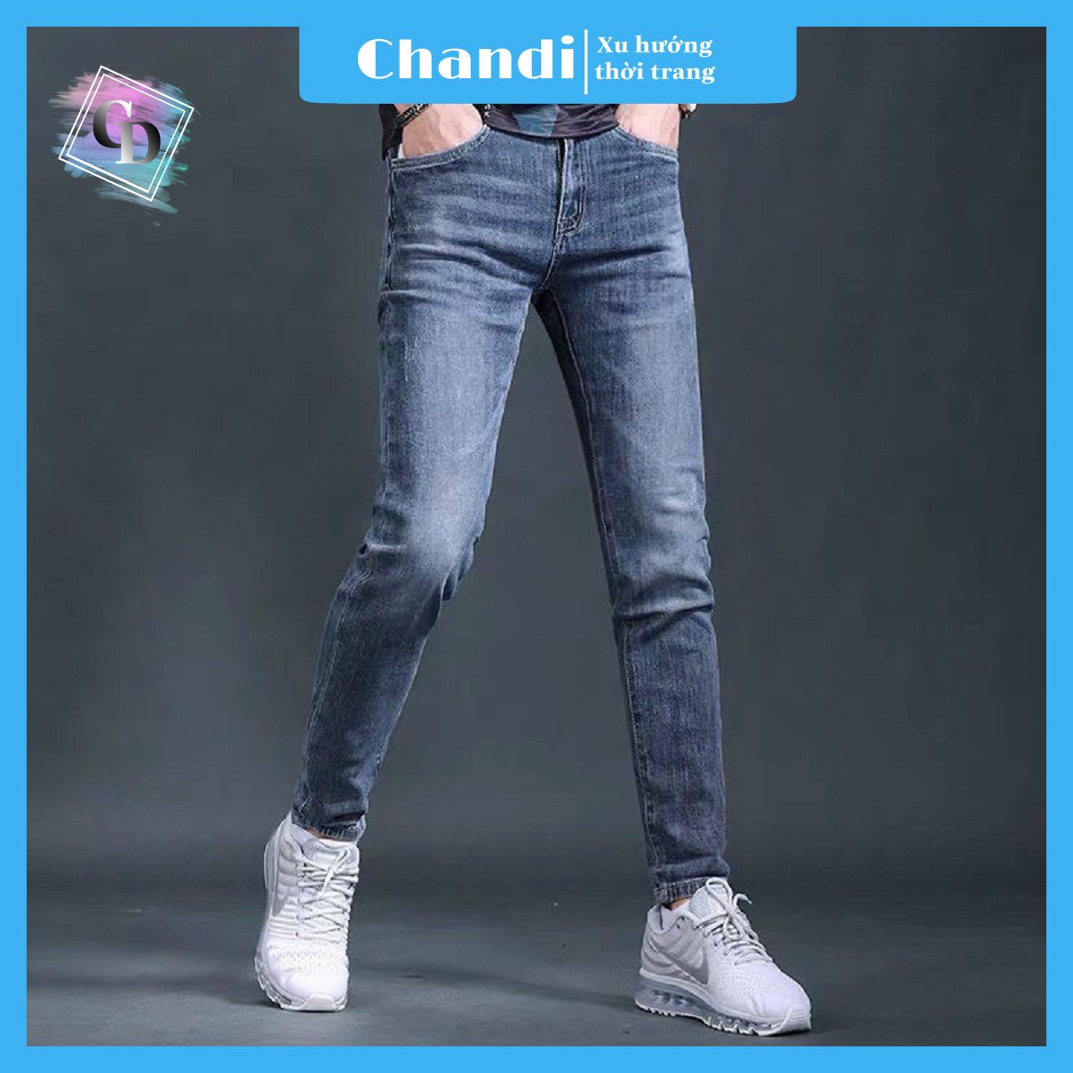 Quần Jean Nam Cao Cấp Co Dãn 4 Chiều Thương Hiệu Chandi, Phong Cách Hàn Quốc Trẻ Trung Cá Tính Hd23 - Màu Xanh - 29