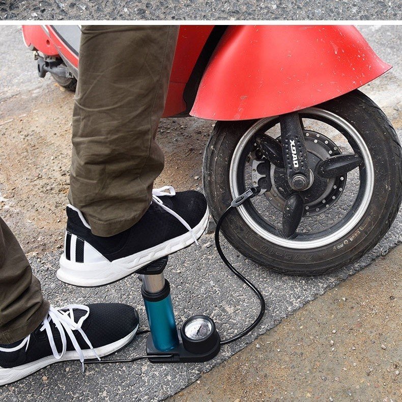 Bơm Xe Chân Đứng Foot Pump Có Đồng Hồ Mặt Tròn Đo Áp Suất