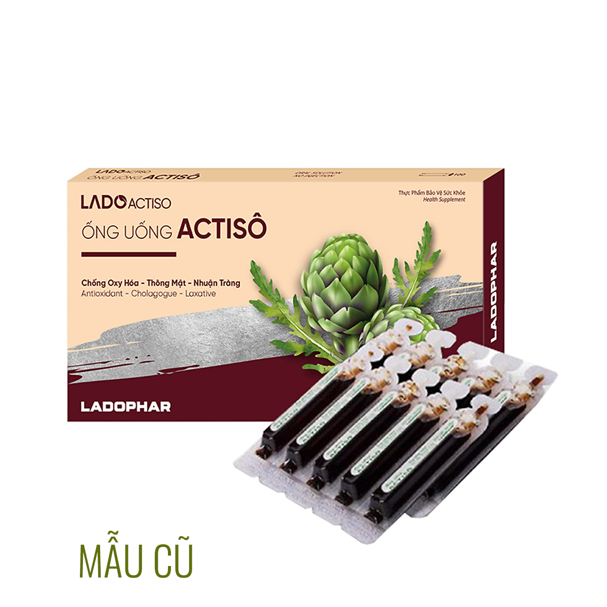 Ống uống Atiso Ladophar 6 hộp x 10 ống Giúp mát gan, lợi mật, hỗ trợ tăng cường chức năng gan, giúp cải thiện quá trình tiêu hóa tặng 1 túi trà