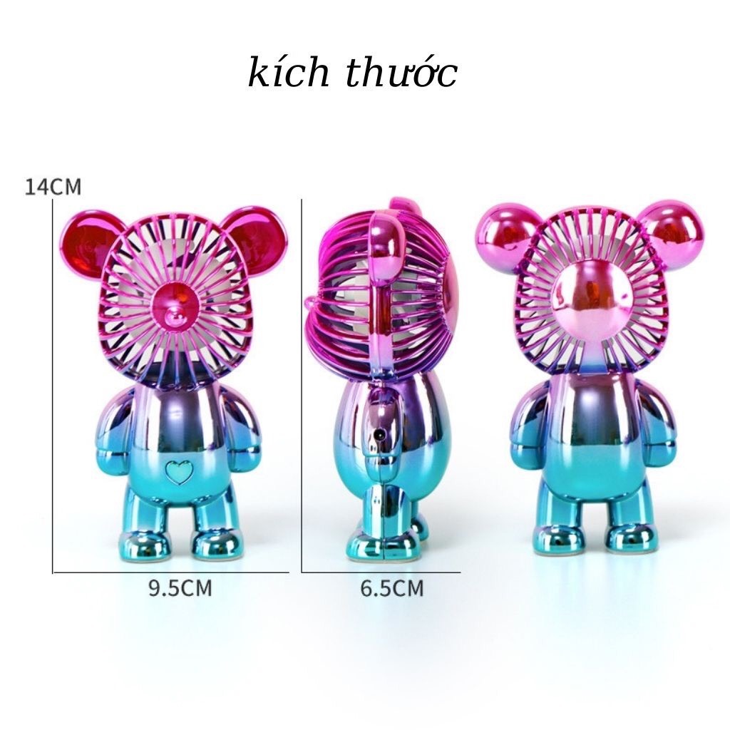 Quạt mini để bàn  Quạt mini cầm tay hình gấu Bear.Brick nhiều màu sắc thiết kế nhỏ gọn, ngoại hình bắt mắt -  chế độ gió siêu mát