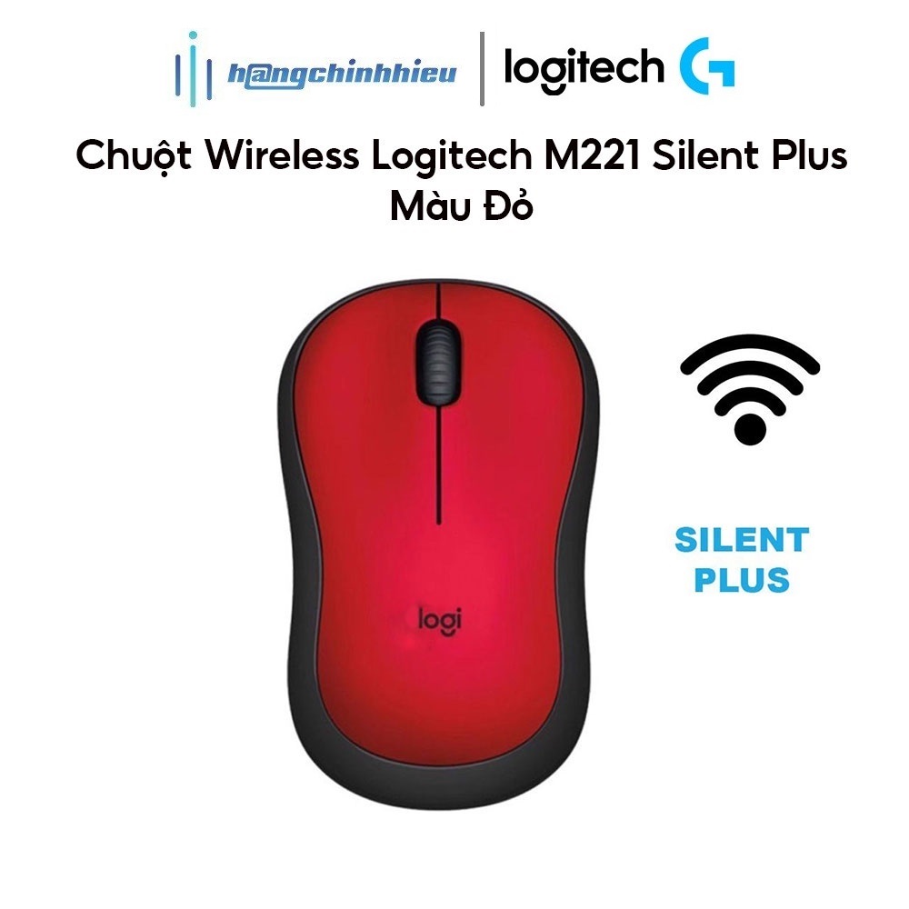 Chuột Wireless Logitech M221 Silent Plus - Đỏ Hàng chính hãng