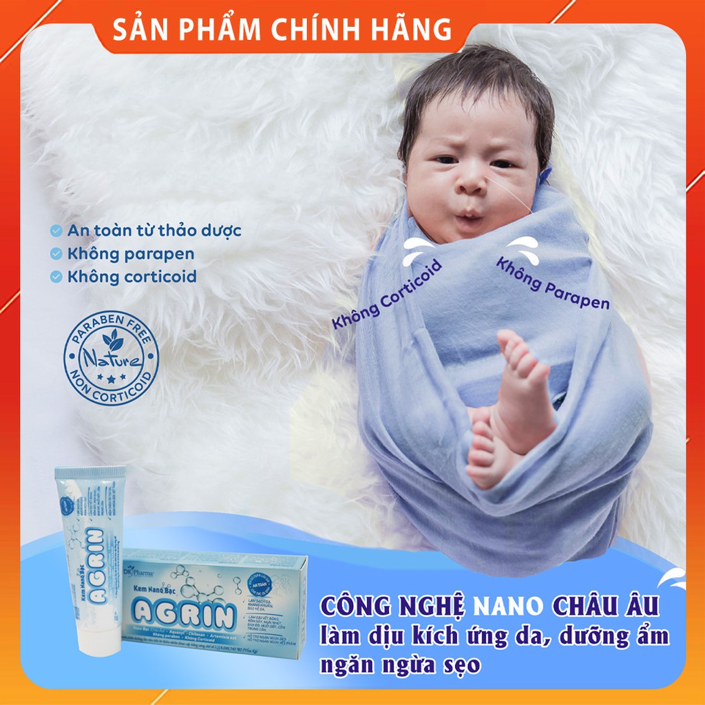 Kem Nano Bạc AGRIN - làm sạch sát khuẩn, rôm sẩy mẫn ngứa, viêm ở mọi da