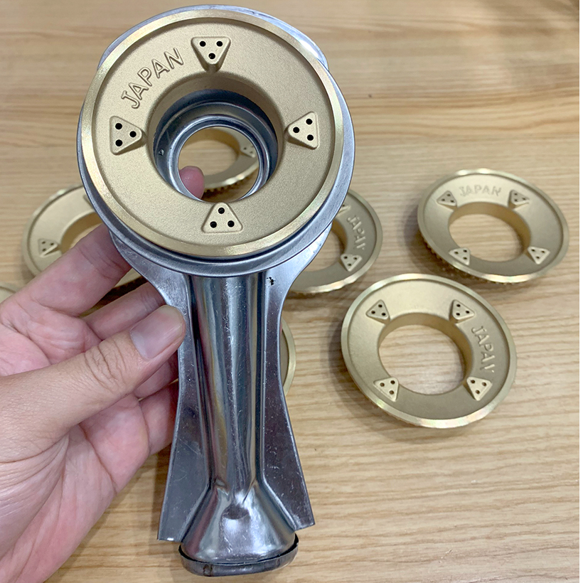 Điếu inox + Đầu đốt bếp gas sen chia lửa chén đồng Fujishi - Hàng chính hãng