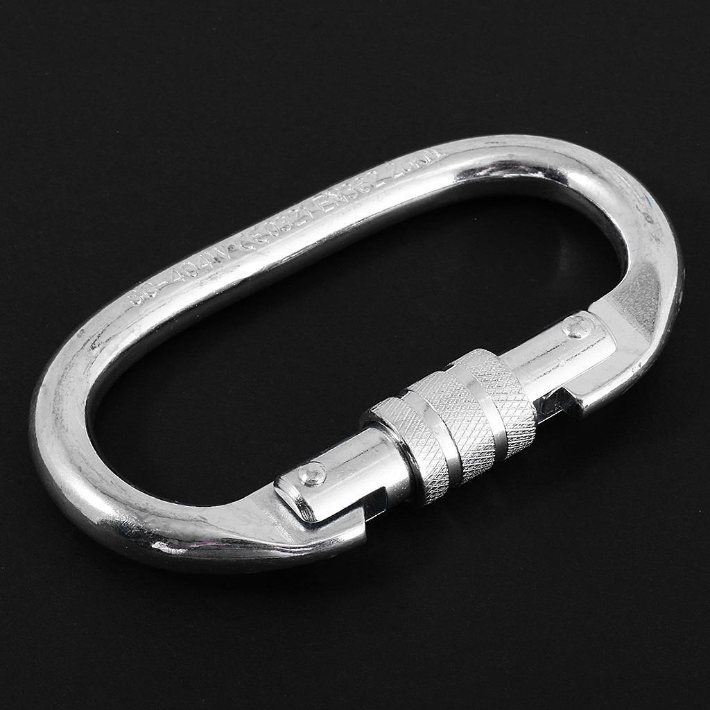 Heavy Duty Carbon Steel 25KN Screw Lock Carabiner + 35KN Figure 8 Belay Descender Device Outdoor Rock Climbing Rappelling Rescue