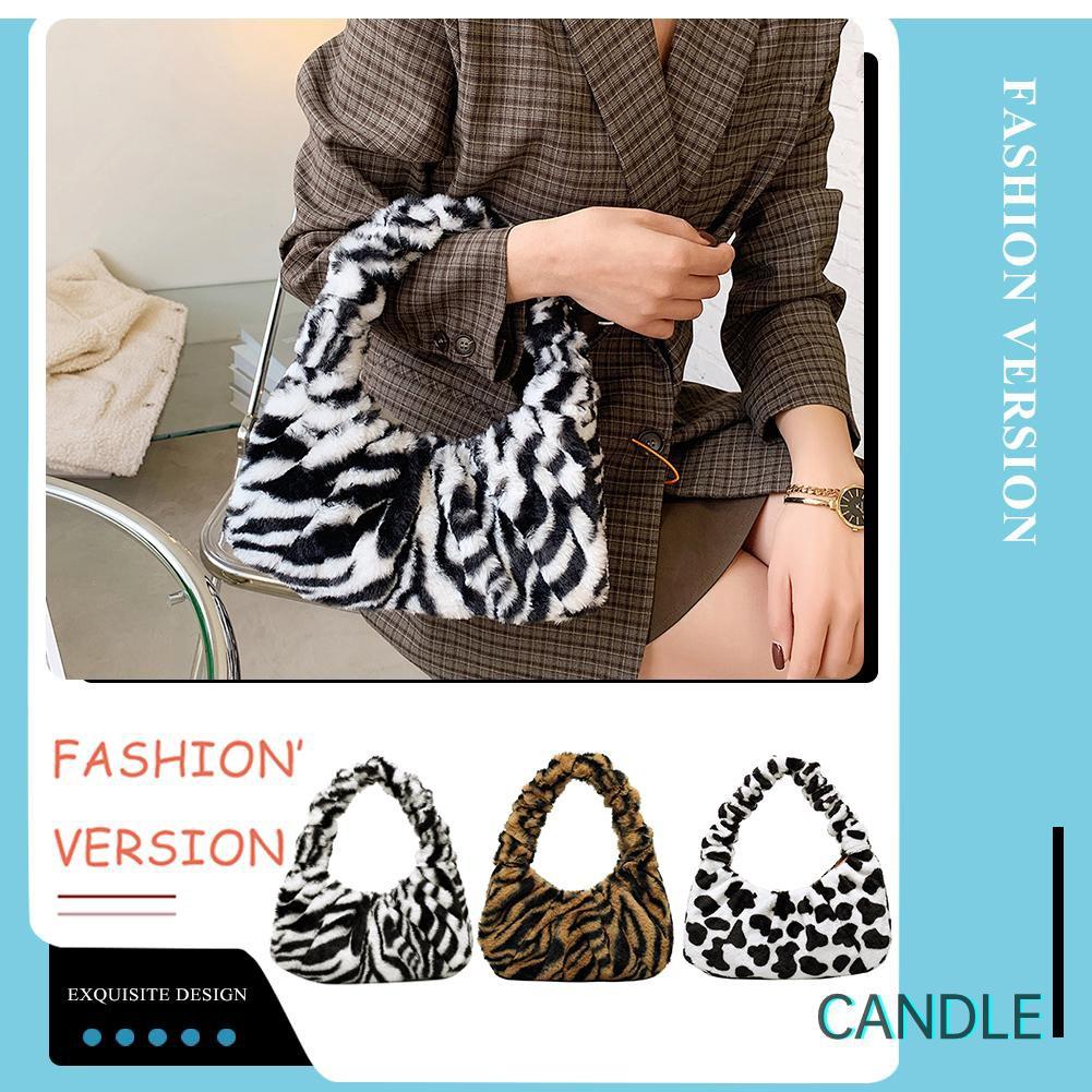 Túi xách nhồi bông đeo vai xếp nếp họa tiết da động vật cho nữ