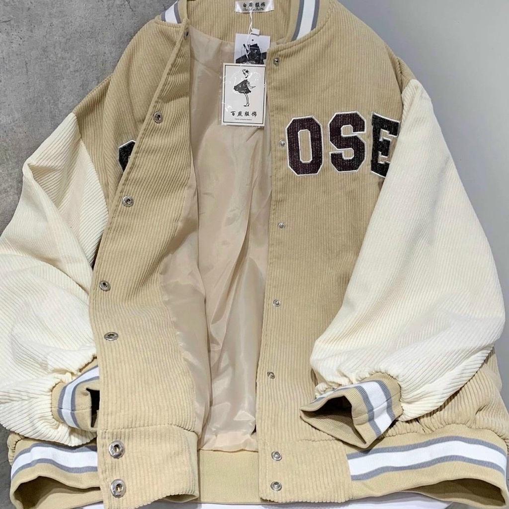 Áo Khoác Nhung Kiểu Dáng Bomber GOLDEN DREAM Thêu Chữ CHOOSE