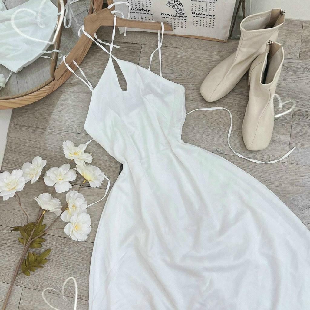 ĐẦM MAXI CỔ YẾM KHOÉT NGỰC 14352