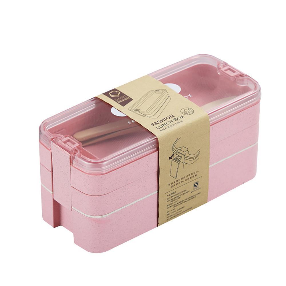 3 Layer Microwave Lunch Box Leak-Proof Independent Lattice Bento Lunch Box for Students Office Bento Portable Food Container