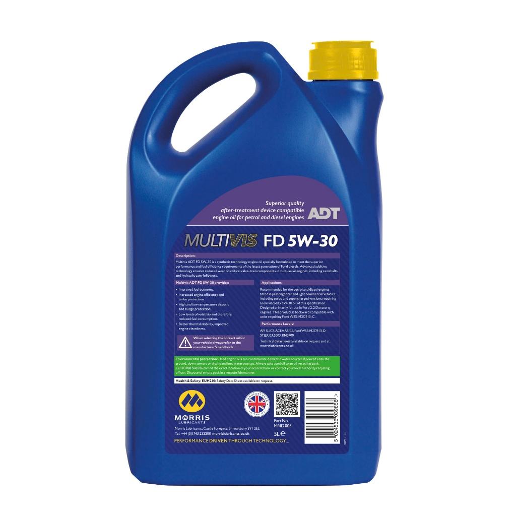 Dầu Nhớt Ô Tô Cao Cấp Cho Động Cơ Xăng - Morris Lubricants Multivis ADT FD 5W-30 / Can 5L