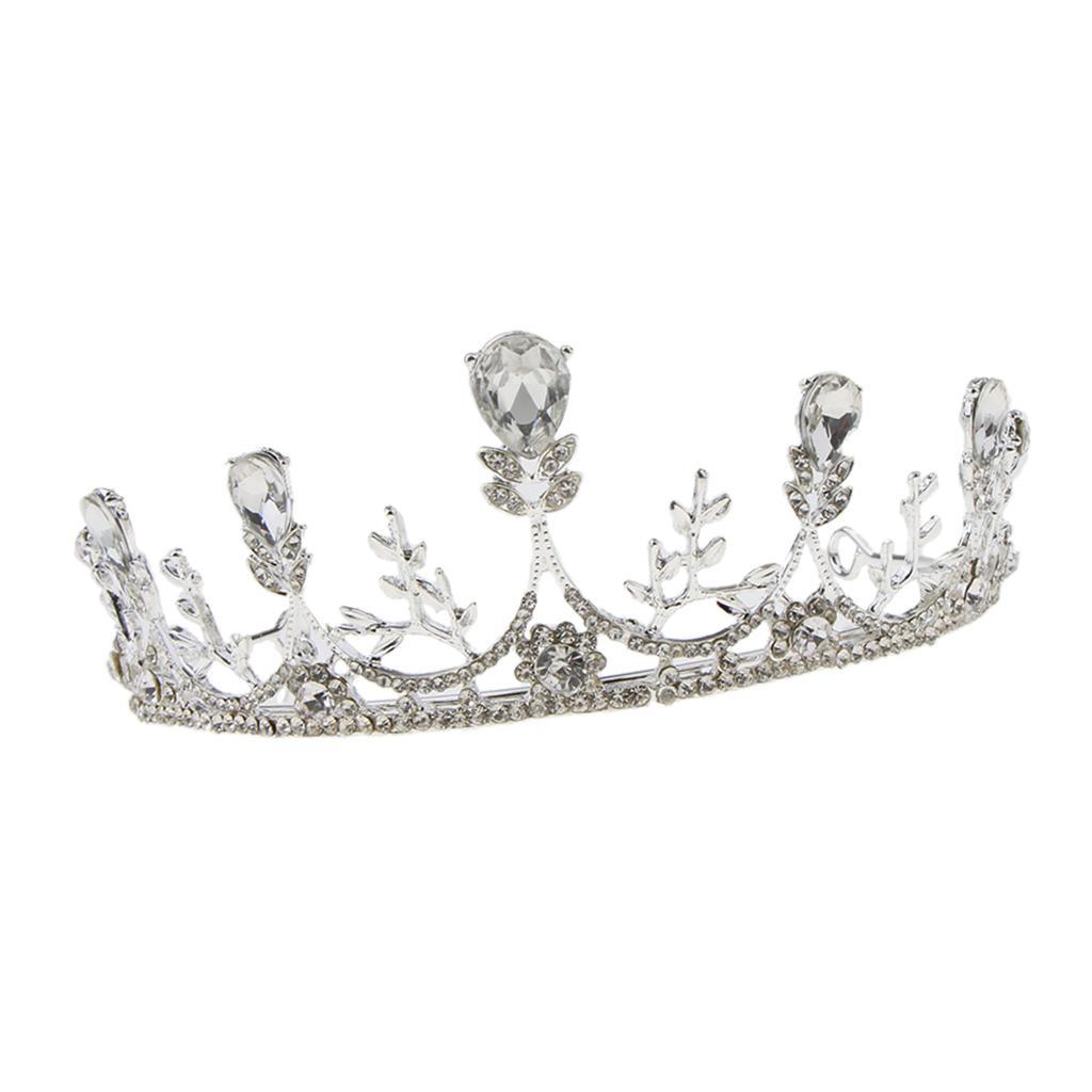 Elegant Rhinestone Leaves Tiara Crown Headband Wedding Birthday Party Tiara