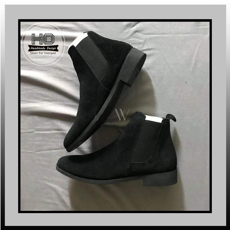 Chelsea Boots nam da lộn cao cấp full đen