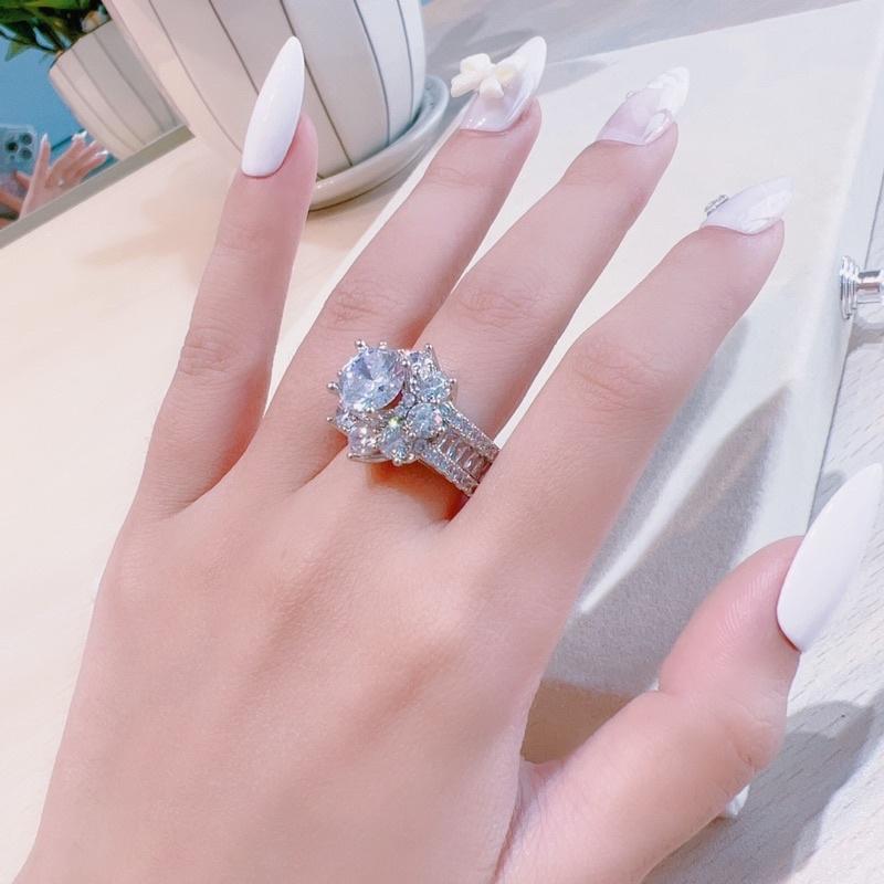 Nhẫn đá hoa xi bạch kim không đen không gỉ siêu đẹp nhập khẩu