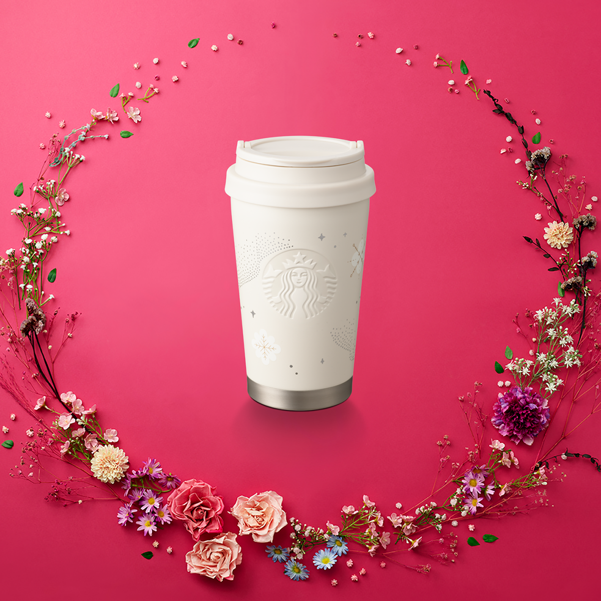 Bình Giữ Nhiệt Starbucks 12Oz (355ml) SS Snowflake Silvr Pearl