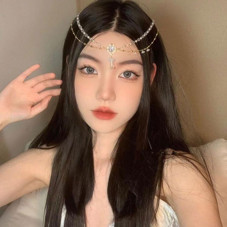 Phụ nữ đầu chuỗi vàng tông màu vàng rhinestone pha lê đầu cô dâu tóc cưới trang phục trang phục trang sức