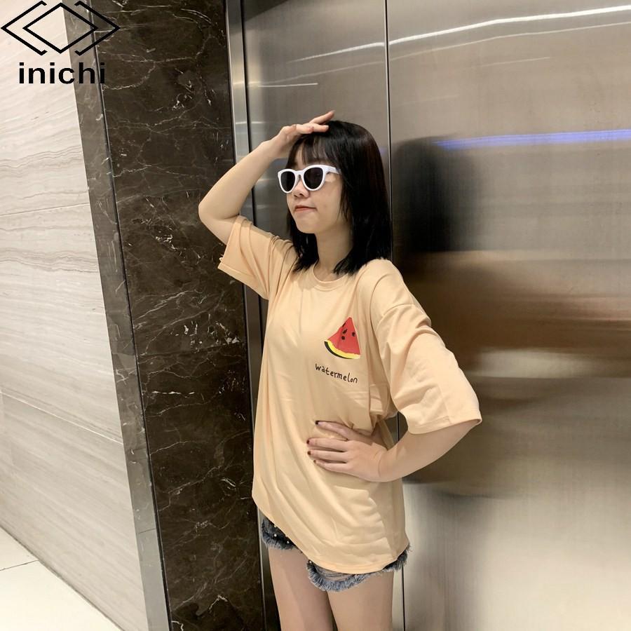 Áo thun unisex INICHI tay lỡ form rộng HOT TREND in hình dưa hấu - IC640