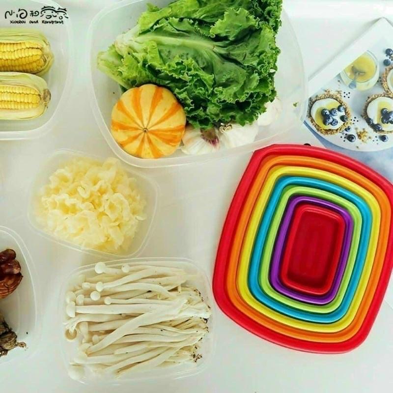BỘ HỘP NHỰA BẢO QUẢN THỰC PHẨM 7 SẮC CẦU VỒNG DÙNG ĐƯỢC LÒ VI SÓNG