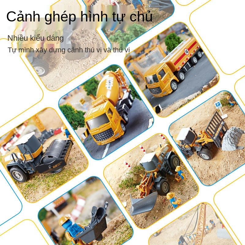 Bộ mô hình đồ chơi xe kỹ thuật nhiều chi tiết như thật Tháp treo 6 Ô tô hợp kim Phụ kiện