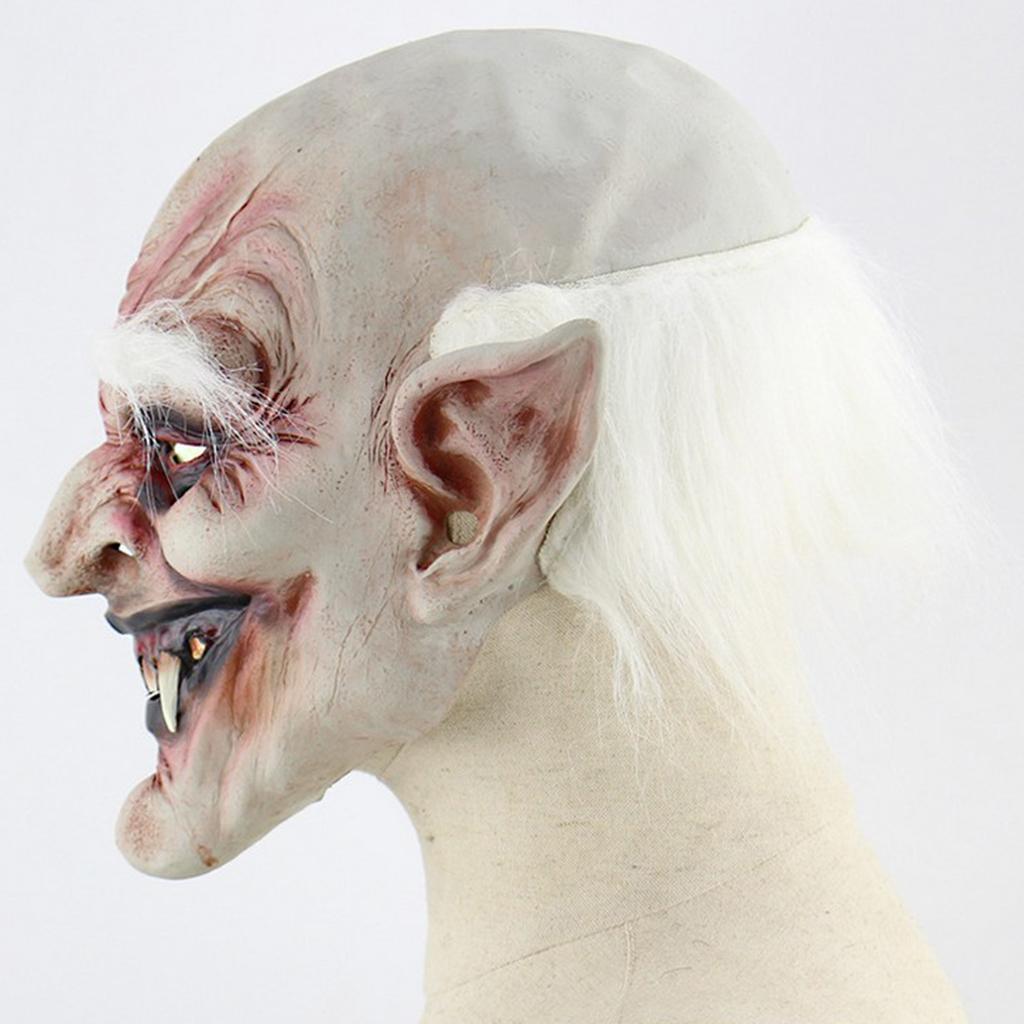 Halloween Costume Mask Full Head White Hai
