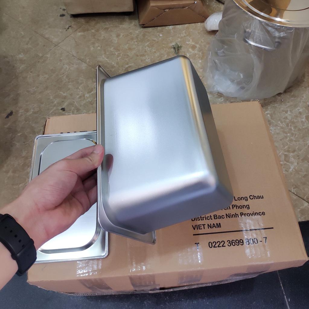 Khay đựng thạch trà sữa inox 304 loại gn 1/4 sâu 15cm có nắp