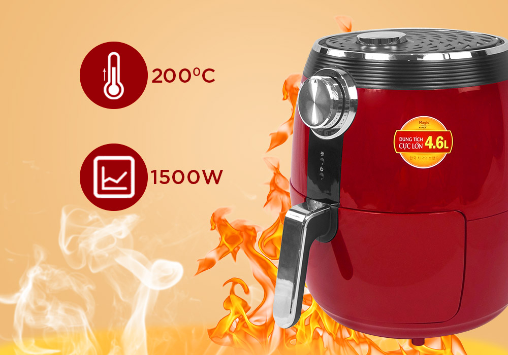 Nồi Chiên Không Dầu Magic A-802 Đỏ- Hàng Chính Hãng