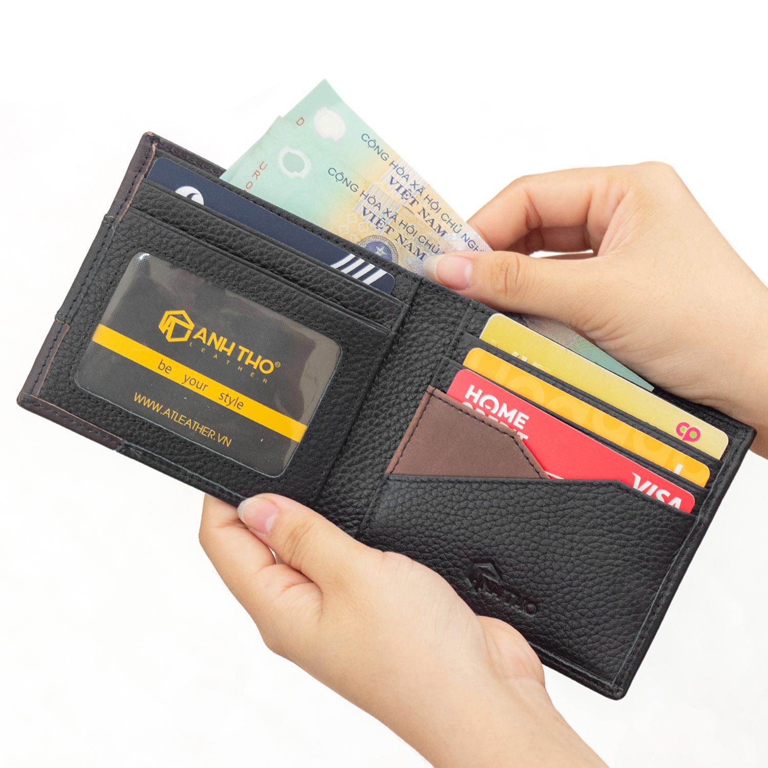Ví ngang da bò MIN-11- Form nhỏ | Anh Tho leather