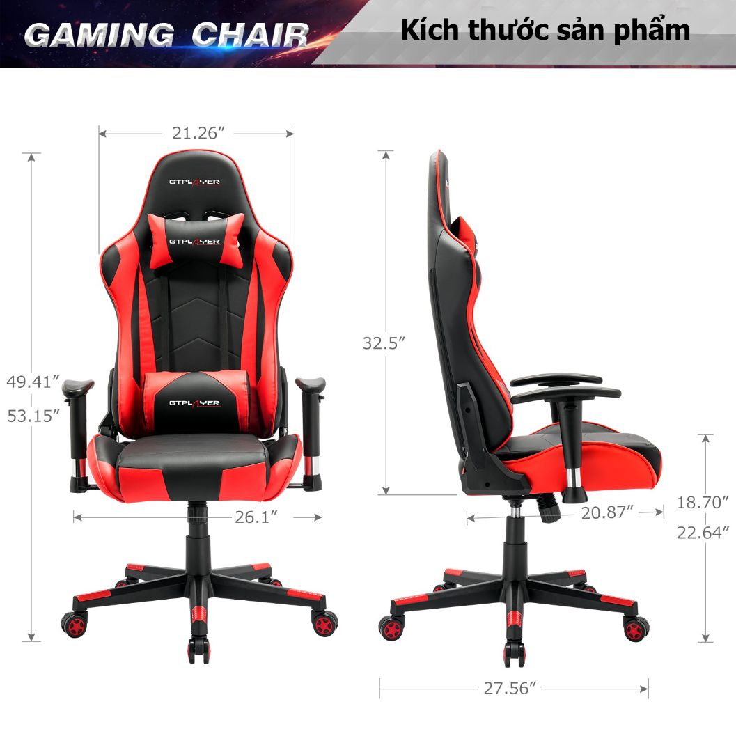 Ghế gaming FUFUTECH GTracing giá rẻ da PU cao cấp có tay vịn nâng hạ 3D, tựa lưng điều chỉnh dành cho streamer, game thủ