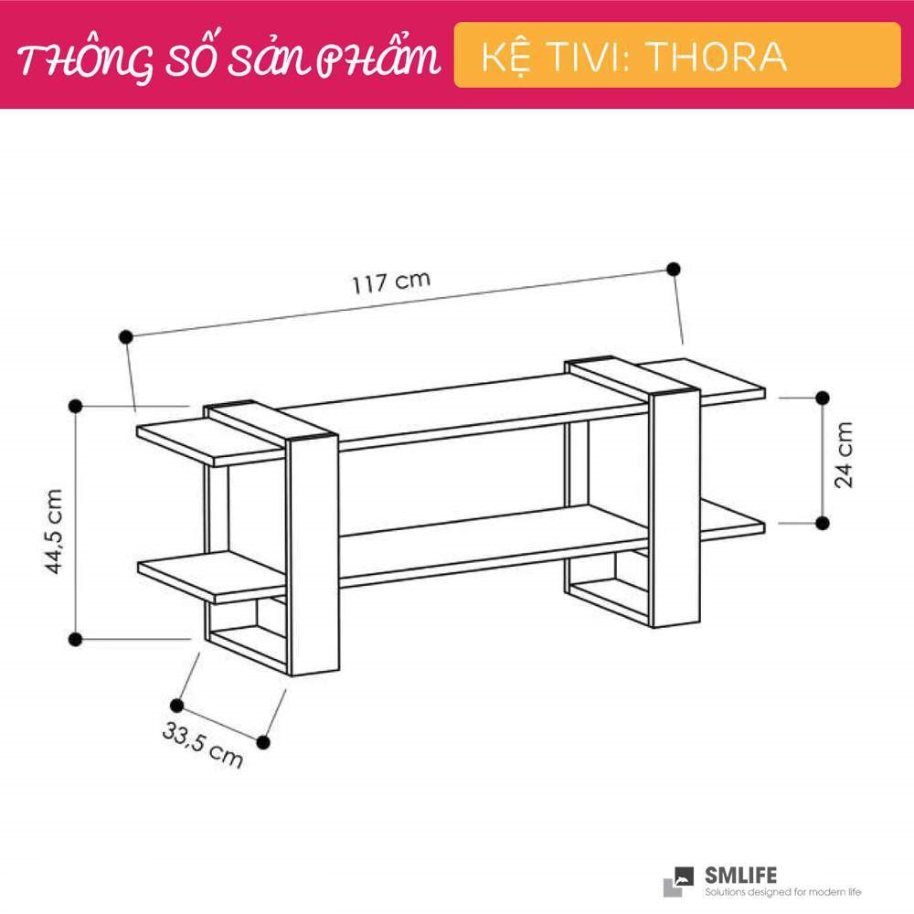 Kệ Tivi gỗ hiện đại SMLIFE Thora  | Gỗ MDF dày 17mm chống ẩm | D117xR34xC45cm