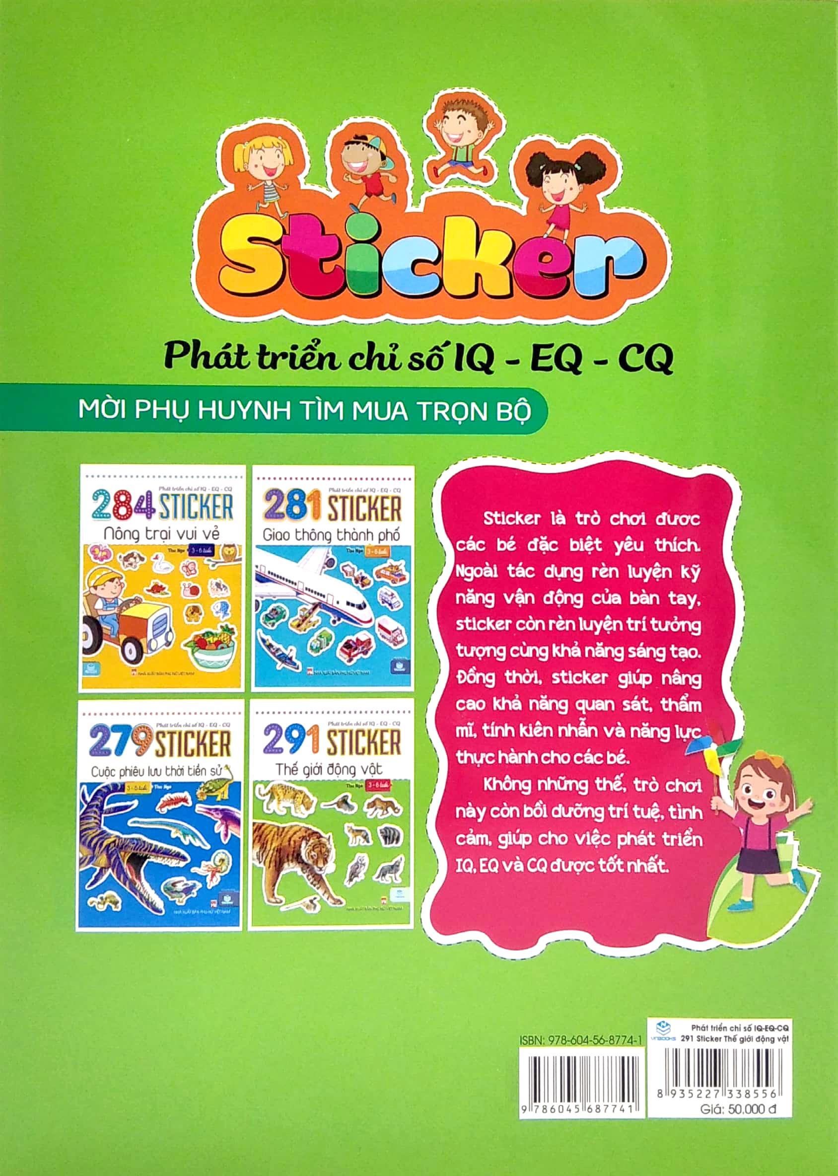 Phát Triển Chỉ Số IQ - EQ - CQ - 291 Sticker Thế Giới Động Vật