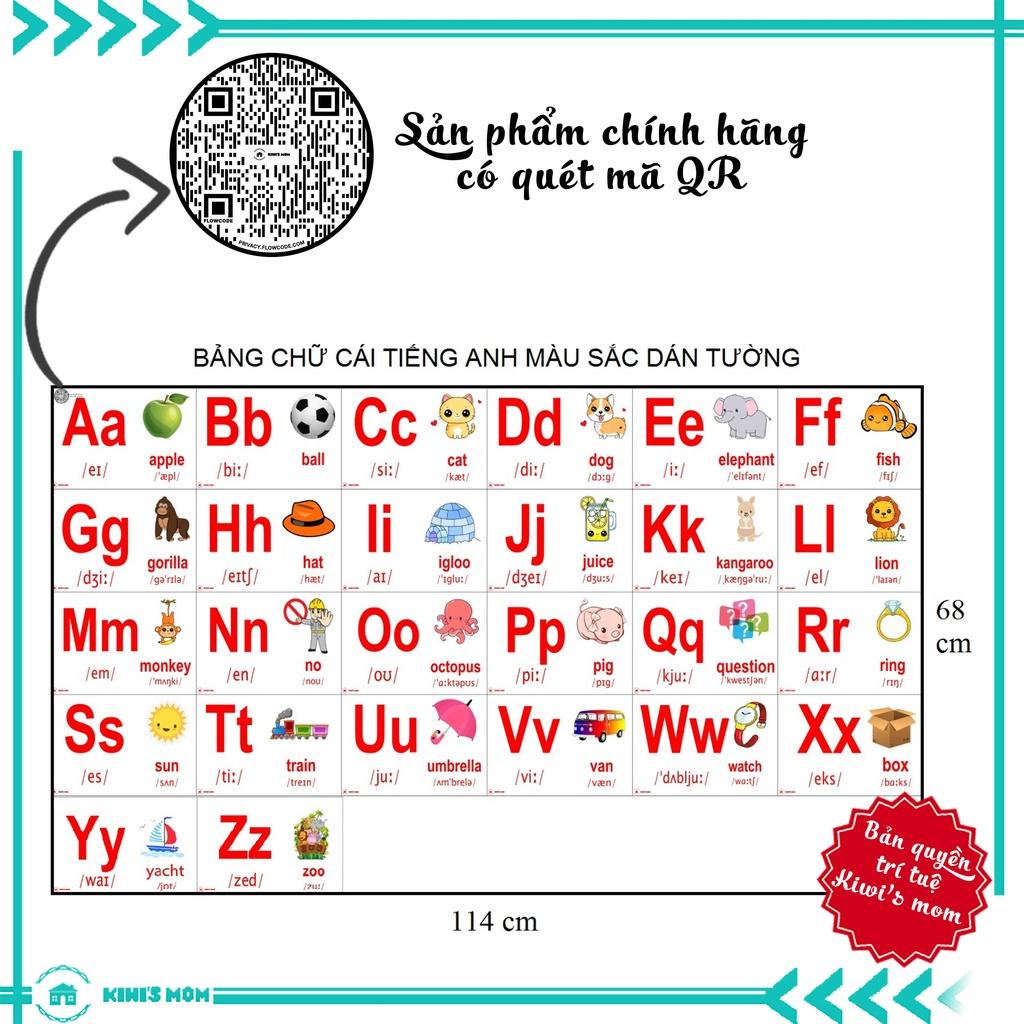 DECAL Bảng chữ cái màu sắc KIWI'S MOM 4 lớp cao cấp chống nước